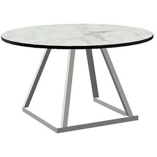 Table Lounge D80 Cmaluminium Blanc Mélamine Marble White