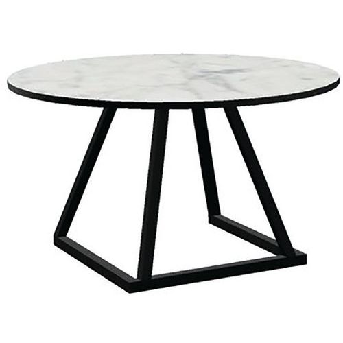 Table Lounge D80 Cmaluminium Noir Mélamine Marble White