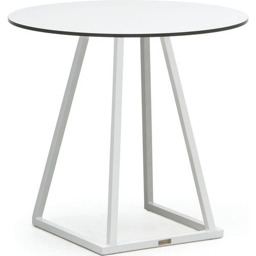 Table Linea Dinner D80 Aluminium Blanc Mélamine Blanc
