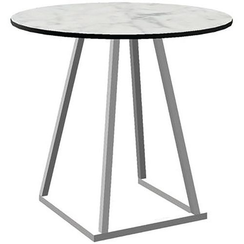 Table Linea Dinner D80 Blanc Mélamine Marble White