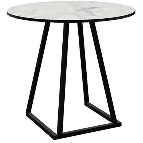 Table Linea Dinner D80 Noir Mélamine Marble White