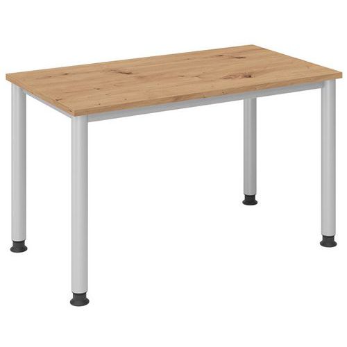 Bureau Droit Pieds Ronds 120 Cm Chêne