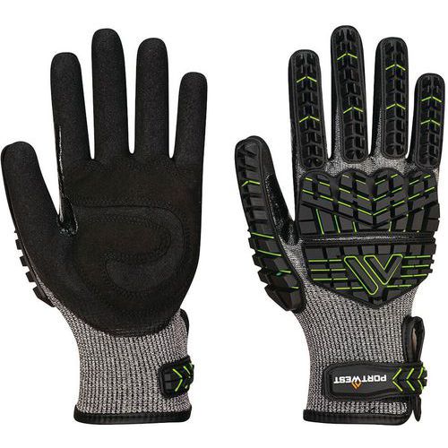 Gants Anticoupure Anti Impact En Mousse Nitrile Cut F - Noir/vert - L