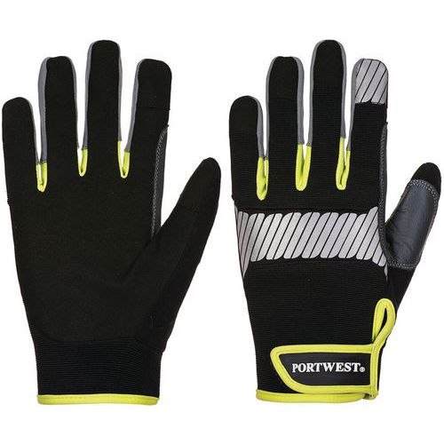 Portwest - Gants usage général PW3 Noir/Jaune Taille 8 - Polyester, CE, Norme EN 420