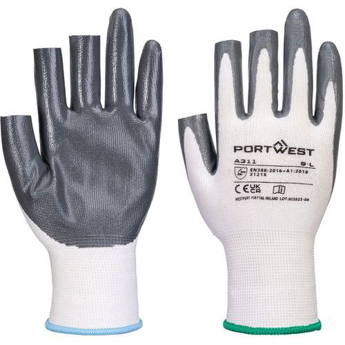Portwest - Gants Grip 13 Nitrile Blanc/Gris - Taille 9 - Paume Enduite Polyester - EPI Conforme CE