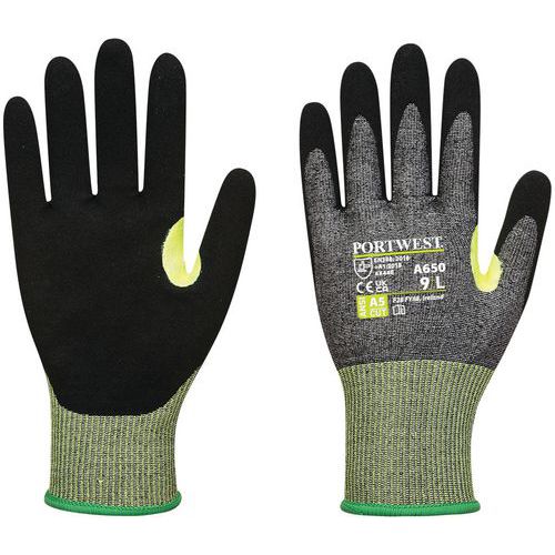Portwest - Gants anti coupure F mousse nitrile - Noir/Gris - Taille 11 - Protection et Confort Éco-responsable