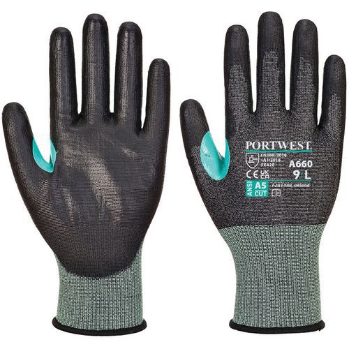 Portwest - Gants anti-coupure PU CS E18 - Noir - Taille 8 - Protection, Écran Tactile, Oeko-Tex