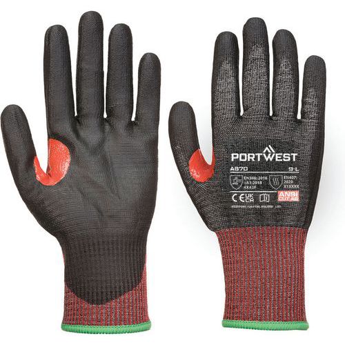 Portwest - Gants anti-coupure CS J13 - Noir Taille 7 - Polyuréthane/Nylon - Écran tactile - Oeko-Tex