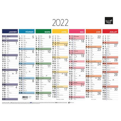 Calendrier banque Arc en ciel - 55 x 40,5cm - Année 2022 - Quo Vadis Calendrier banque Arc en ciel - 55 x 40,5cm - Année 2022 - Quo Vadis