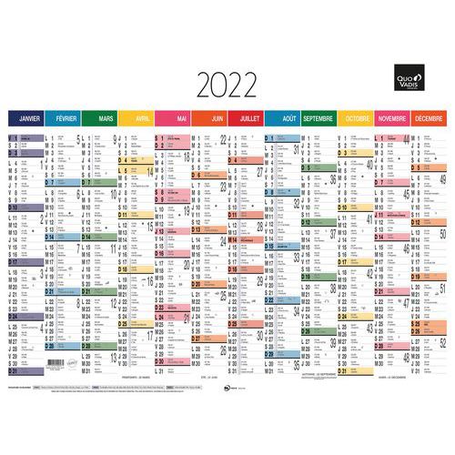 Calendrier annuel horizontal  Arc en ciel - Année 2022 - Quo Vadis