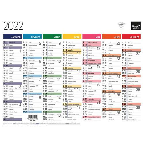 Calendrier banque Arc-en-ciel - 27 x 21 cm - Année 2022 - Quo Vadis Calendrier banque Arc-en-ciel - 27 x 21 cm - Année 2022 - Quo Vadis