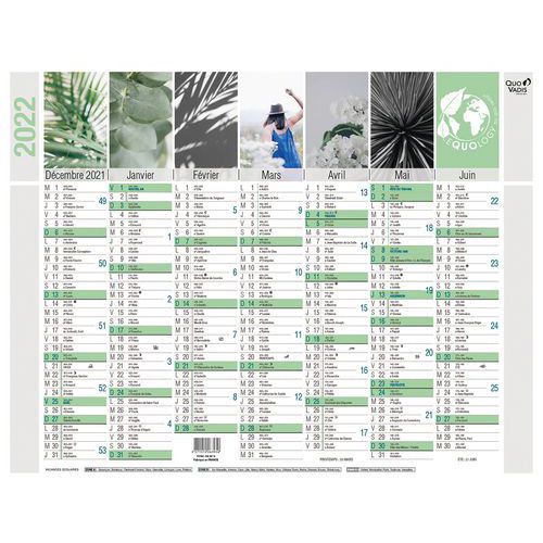 Calendrier banque Equology recyclé - 27 x 21 cm - 2022 - Quo Vadis Calendrier banque Equology recyclé - 27 x 21 cm - 2022 - Quo Vadis
