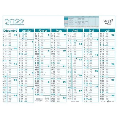 Calendrier banque - 43 x 33,5 cm - Année 2022 - Quo Vadis Calendrier banque - 43 x 33,5 cm - Année 2022 - Quo Vadis