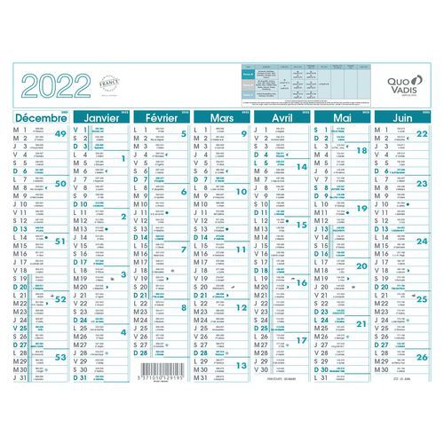 Calendrier banque - 27 x 21 cm - Année 2022 - Quo Vadis Calendrier banque - 27 x 21 cm - Année 2022 - Quo Vadis