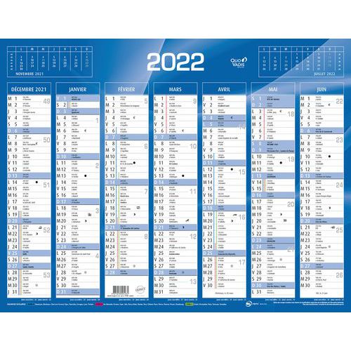 Calendrier banque bleu - 43 x 33,5 cm bleu - Année 2022 - Quo Vadis Calendrier banque bleu - 43 x 33,5 cm bleu - Année 2022 - Quo Vadis
