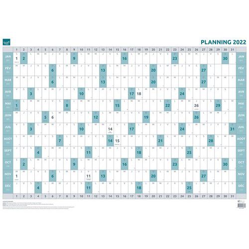 Calendrier planning annuel - 90 x 63 cm - Année 2022 - Quo Vadis Calendrier planning annuel - 90 x 63 cm - Année 2022 - Quo Vadis