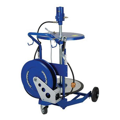 Ensemble Graisse Mobile Fût 200 Kg - Chariot 17075 Avec Enrouleur