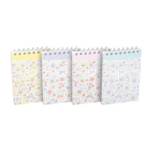 Oxford - Bloc-notes A7 Floral 140 pages lignées spirale 80g/m² éco-responsable