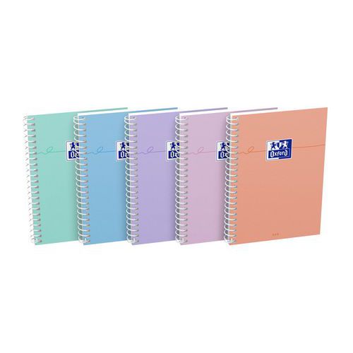 Oxford - Cahier Smart Spirale A6 100 pages Petits carreaux Pastel - Éco-responsable