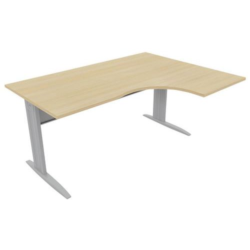 Bureau Compact 90° Retour Droit L.160 Cm Chêne/alu Idol