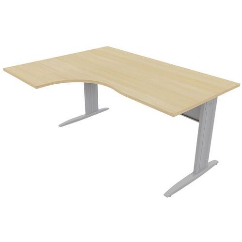 Bureau Compact 90° Retour Gauche L.160 Cm Chêne/alu Idol