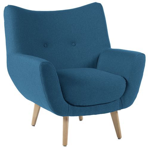 Fauteuil Luzy Pieds Bois Tissu M1 Bleu
