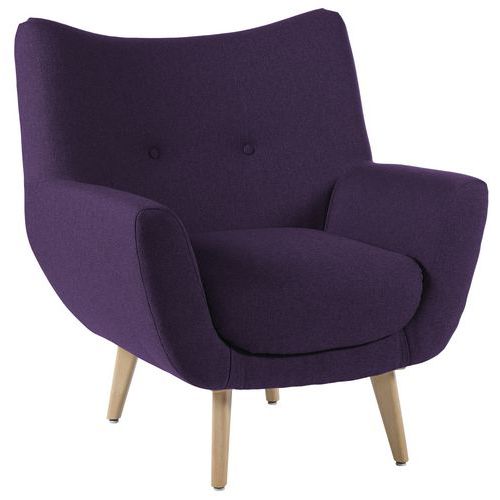 Fauteuil Luzy Pieds Bois Tissu M1 Prune