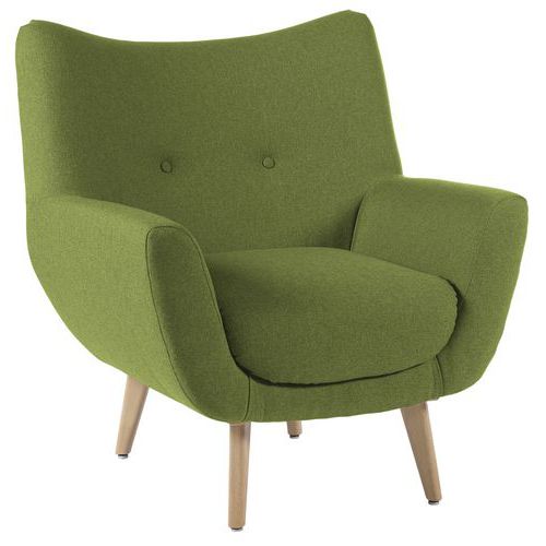 Fauteuil Luzy Pieds Bois Tissu M1 Vert