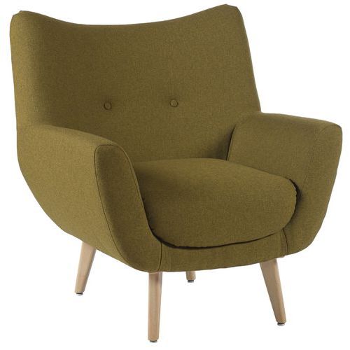 Fauteuil Luzy Pieds Bois Tissu M1 Maïs