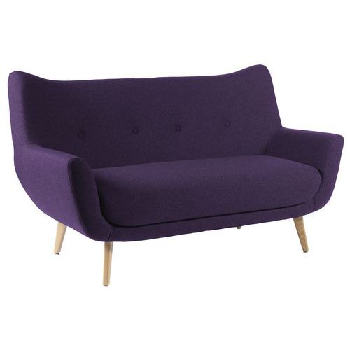 Canapé Luzy 2 Places Pieds Bois Tissu M1 Prune