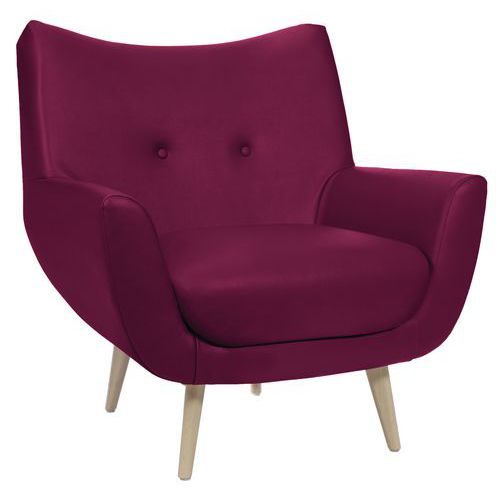 Fauteuil Luzy Pieds Bois Tissu Enduit Pvc M1 Bégonia