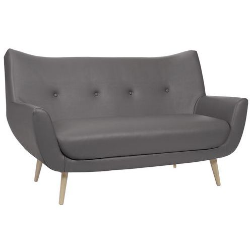 Canapé Luzy 2 Places Pieds Bois Tissu Enduit Pvc M1 Souris