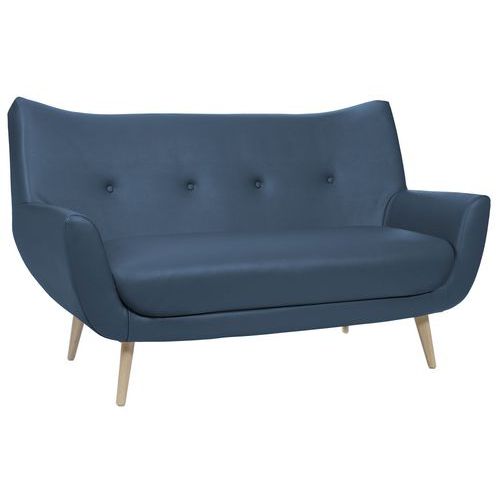 Canapé Luzy 2 Places Pieds Bois Tissu Enduit Pvc M1 Pétrole