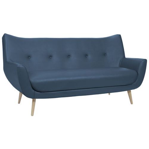 Canapé Luzy 3 Places Pieds Bois Tissu Enduit Pvc M1 Pétrole