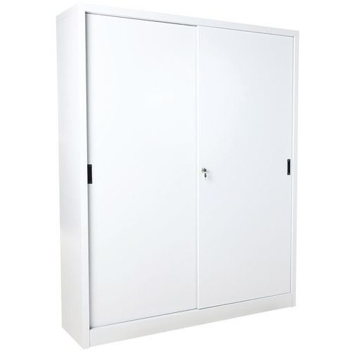 Manutan Expert - Armoire Métal Haute Coulissante 160x200cm Gris Clair - 2 Portes, Serrure, 4 Tablettes 60kg, Acier, Garantie 10 Ans