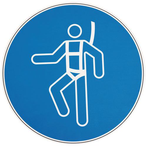 Manutan Expert - Panneau Obligation Harnais de Sécurité Rond Aluminium 35 cm - Norme ISO 7010 - Rigide