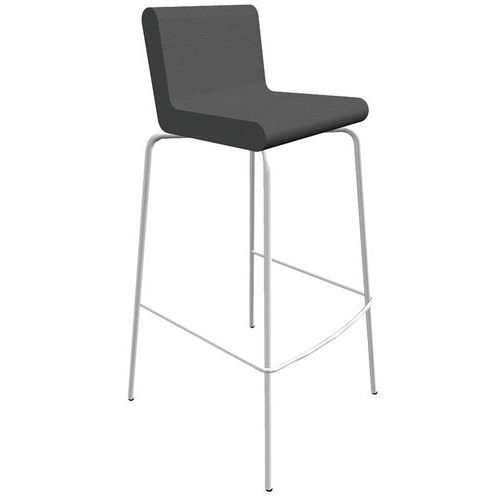 Tabouret ALTO assise/dos enduit PVC Gris souris, pied Blanc, hauteur 80 cm, M1, 5 ans garantie