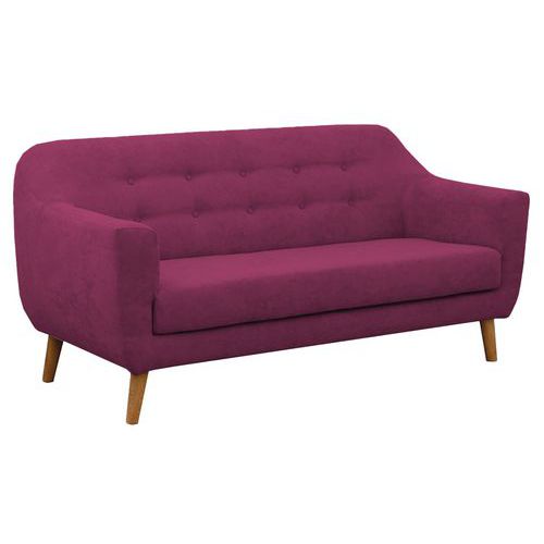Canapé 3 places Alix tissu polyester prune - Confort et design pour votre salon - 180cm de largeur - Garantie 5 ans