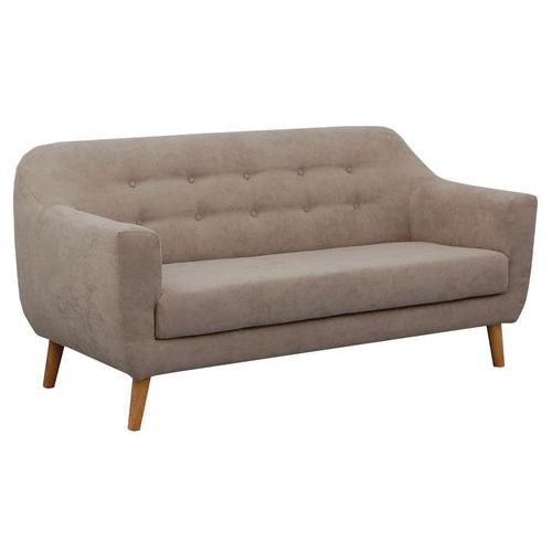 Canapé 3 places Alix tissu polyester ficelle beige - Confort et design pour votre salon - 180cm largeur