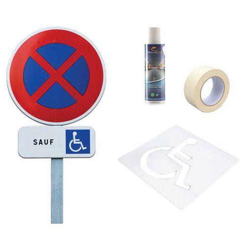 Handinorme - Kit Panneau Signalisation Handicap Aluminium Rond 2m - Accessibilité PMR - Fixation à sceller
