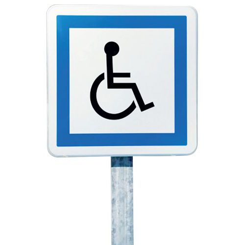 Handinorme - Kit Panneau Stationnement ERP Aluminium - Accessibilité Handicapés - Noir