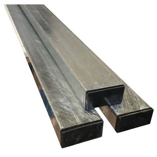 Handinorme - Poteau Rectangulaire Acier Galvanisé 80x40mm - Hauteur 3m - Gris Clair - Voirie Durable