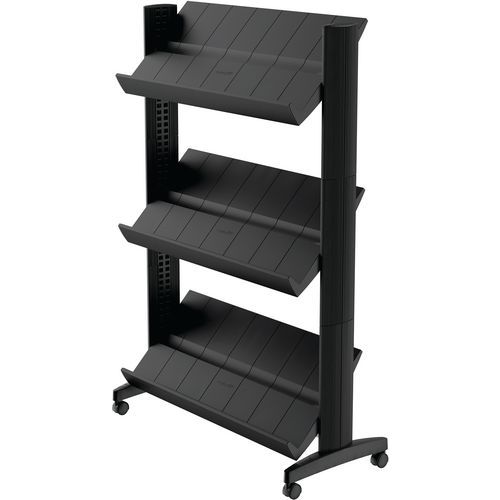 Présentoir Mobile Easy Display 3 Tabelettes Noir - Paperflow