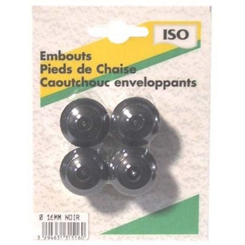 Embout patin enveloppant caoutchouc - Noir - Ø16 mm - Protection siège et sol