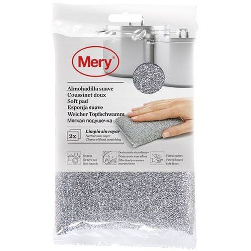 MANUTAN MERY Eponge/tampon de nettoyage Fibres non rayantes Gris Lot de 2