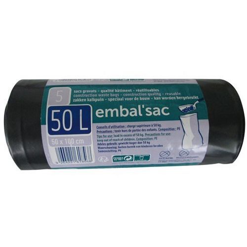 Sac poubelle gravats 50L Noir - Robuste et résistant pour vos travaux