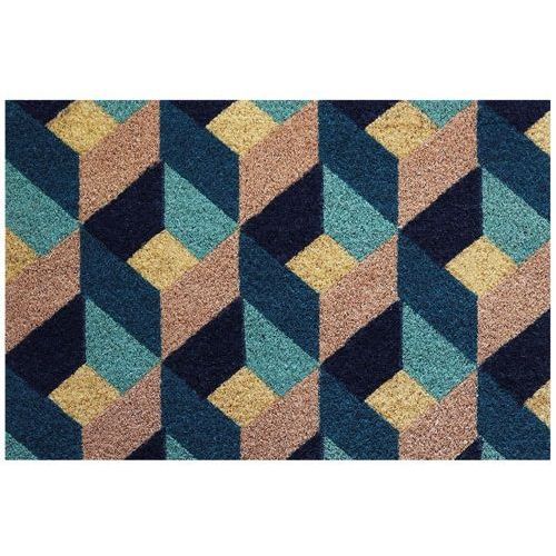 Tapis Coco Blanchi Sur Semelle Latex - Géométrie