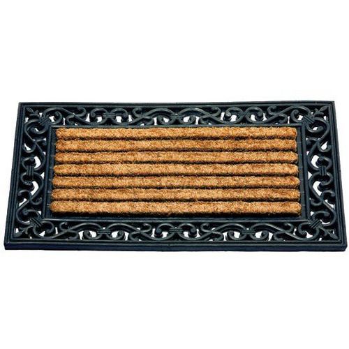 Tapis coco rectangulaire Noir/marron - Fibre de coco - Usage intensif - Antidérapant - Fonction grattante - Idéal extérieur