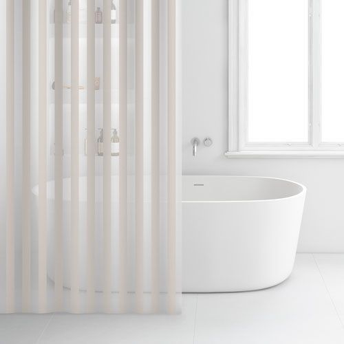 Rideau de douche Peva 180x200 cm Blanc/Beige - Polyester résistant - Facile d'entretien
