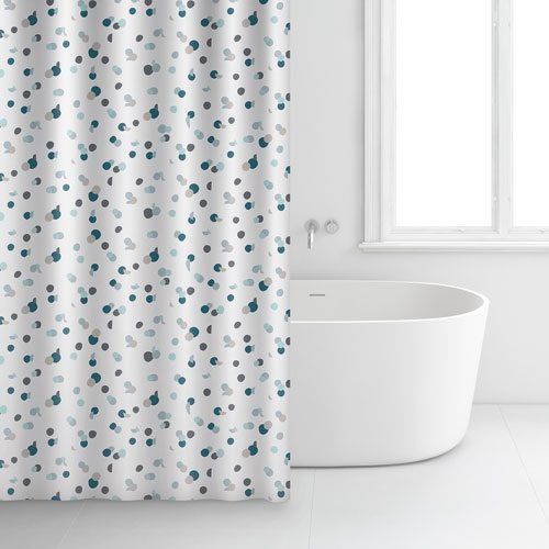Rideau de douche polyester motif points - 180x200 cm - Bleu - Équipement salle de bain résistant et élégant